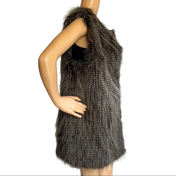 Marc New York Brown Faux Fur Feathered Vest - Picture 4 of 8